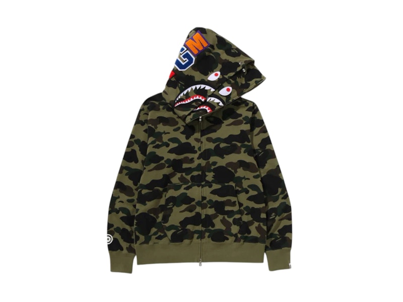 BAPE 1st Camo Shark Full Zip Double Hoodie (SS25) Green