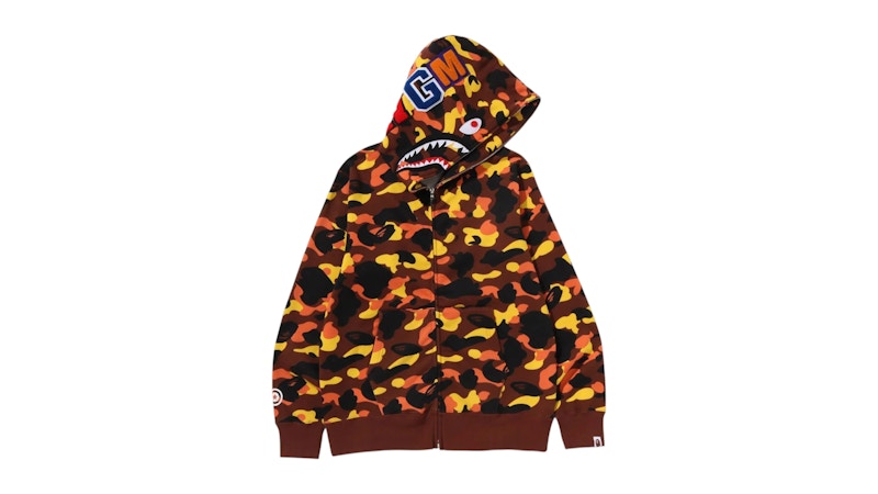 BAPE 1st Camo Shark Full Zip Hoodie Orange