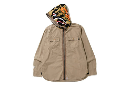 BAPE 1st Camo Shark Hoodie Shirt Beige
