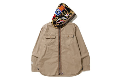 BAPE 1st Camo Shark Hoodie Shirt Beige