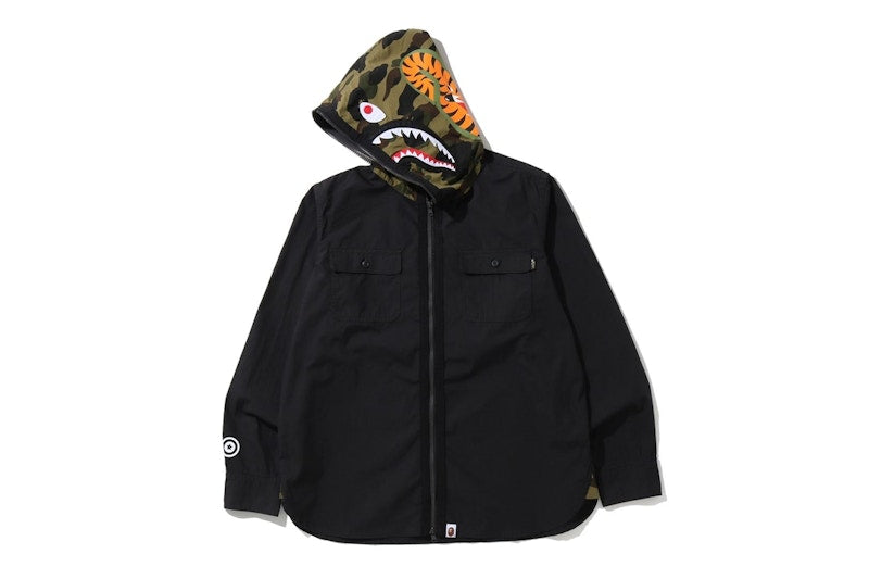 BAPE 1st Camo Shark Hoodie Shirt Black