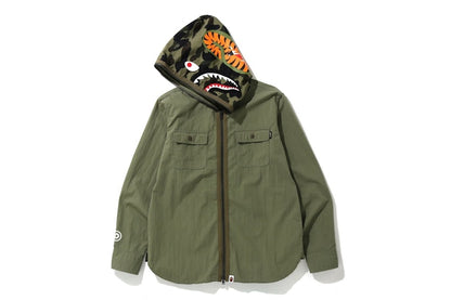 BAPE 1st Camo Shark Hoodie Shirt Olive Drab