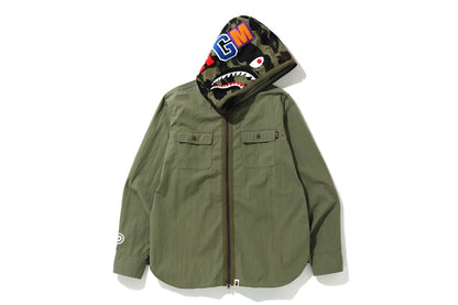 BAPE 1st Camo Shark Hoodie Shirt Olive Drab