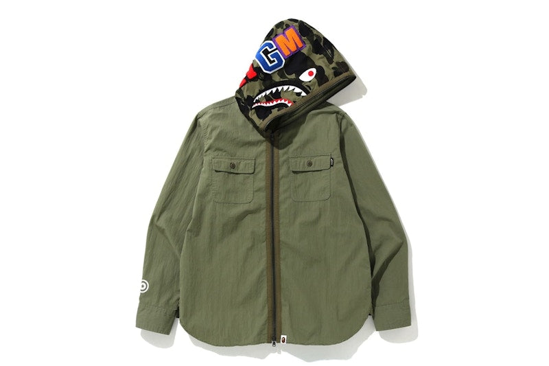 BAPE 1st Camo Shark Hoodie Shirt Olive Drab