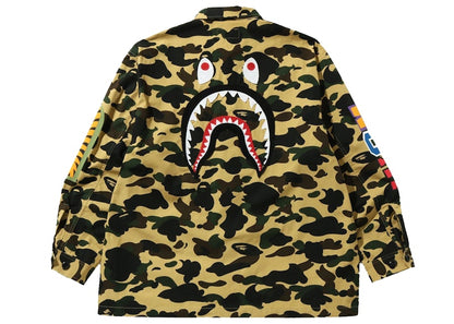 BAPE 1st Camo Shark Relaxed Fit Military Shirt Yellow