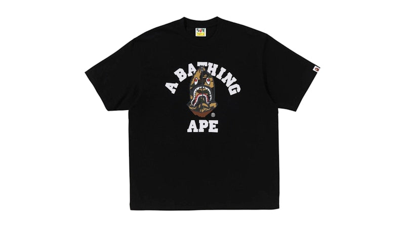 BAPE 1st Camo Shark Seijin College Relaxed Fit Tee Black