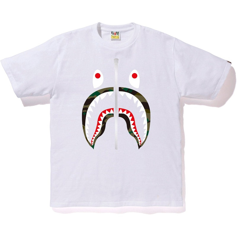 BAPE 1st Camo Shark Tee White/Green