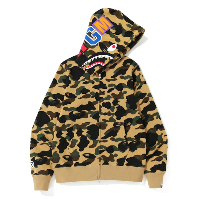BAPE 1st Camo Shark Zip Hoodie Misted Yellow