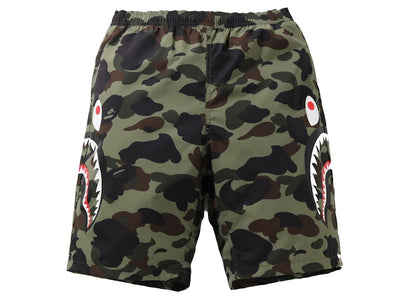 BAPE 1st Camo Side Shark Beach Shorts Green