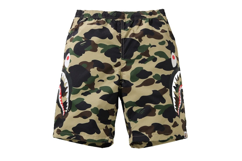 BAPE 1st Camo Side Shark Beach Shorts Yellow