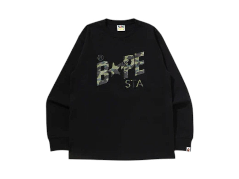 BAPE 1st Camo Sta L/S Tee Black/Green