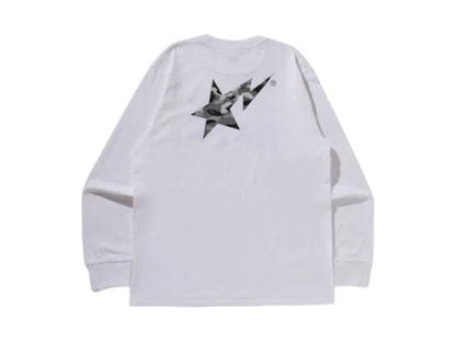 BAPE 1st Camo Sta L/S Tee White/Grey