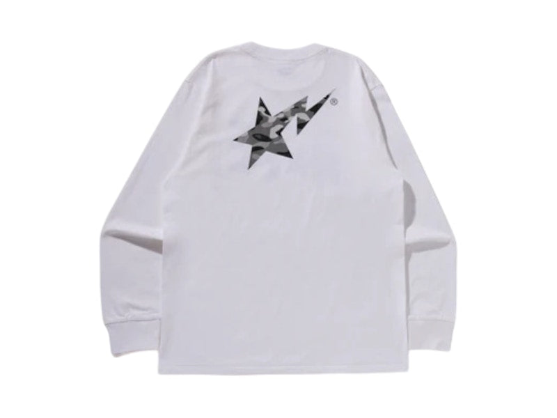 BAPE 1st Camo Sta L/S Tee White/Grey