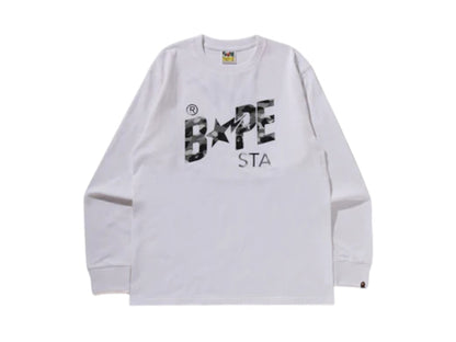 BAPE 1st Camo Sta L/S Tee White/Grey