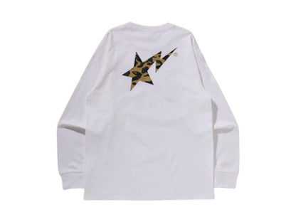 BAPE 1st Camo Sta L/S Tee White/Yellow