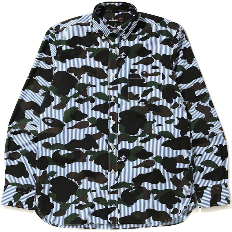 BAPE 1st Camo Stripe BD Shirt Blue