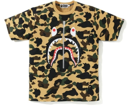 BAPE 1st Camo WGM Shark Tee Yellow