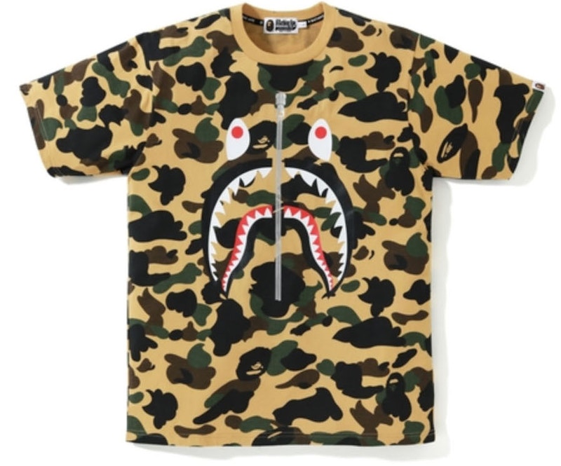 BAPE 1st Camo WGM Shark Tee Yellow