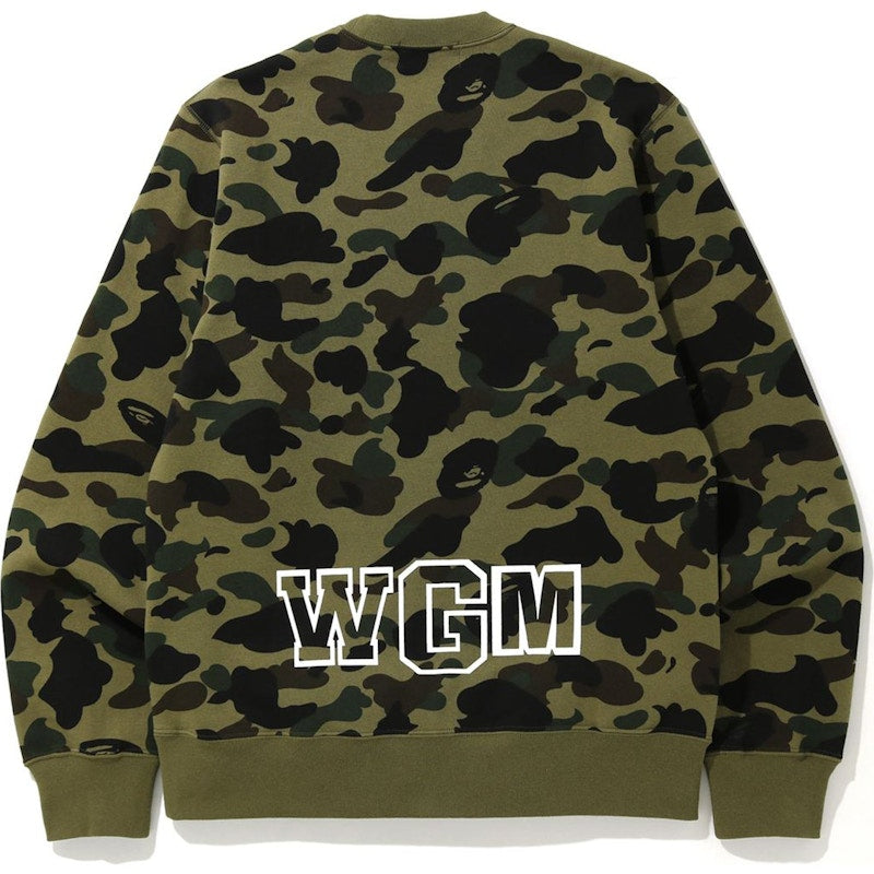 BAPE 1st Camo White Shark Crewneck Green
