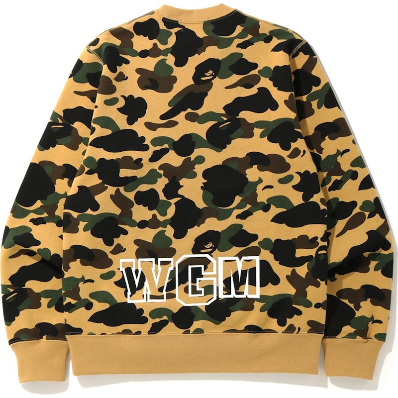 BAPE 1st Camo White Shark Crewneck Yellow