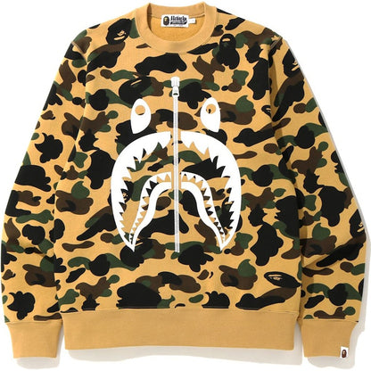 BAPE 1st Camo White Shark Crewneck Yellow