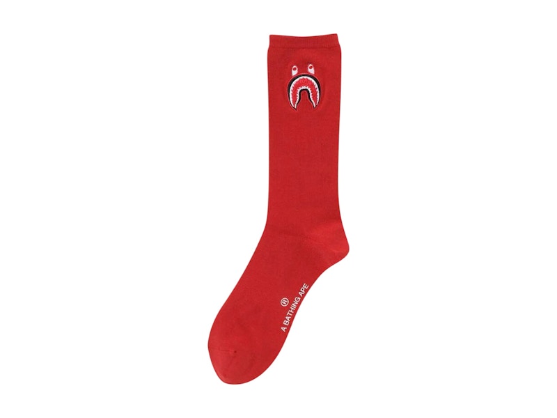BAPE 1st Shark Socks Red