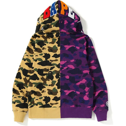 BAPE 1st x Color Camo 2nd Ape Half Full Zip Hoodie Yellow/Purple
