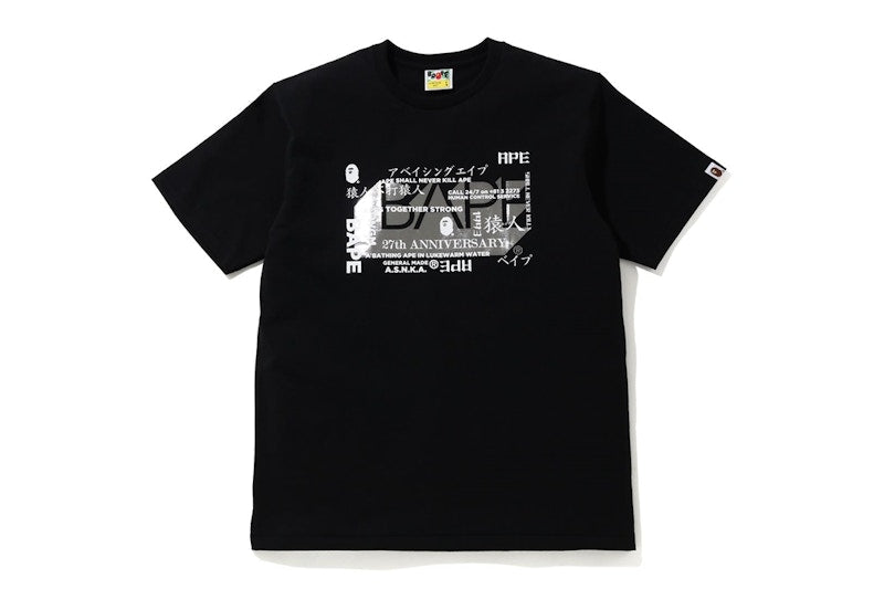 BAPE 27th Anniversary Foil Tee Black
