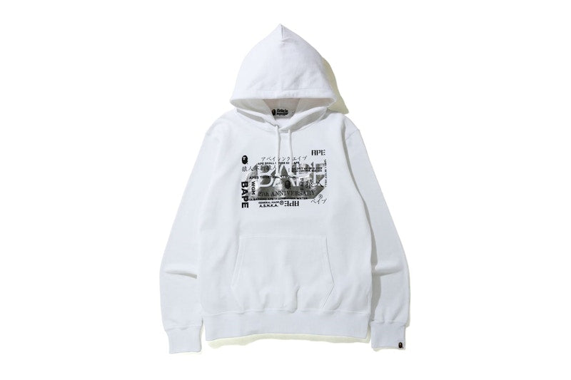 BAPE 27th Anniversary Foil Wide Pullover Hoodie White