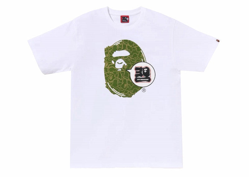 BAPE 30th Anniversary Ape Head Tee White/Green