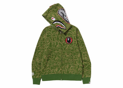 BAPE 30th Anniversary Line Camo Shark Full Zip Hoodie Green