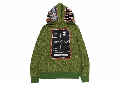 BAPE 30th Anniversary Line Camo Shark Full Zip Hoodie Green