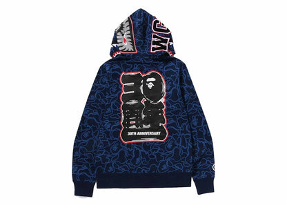 BAPE 30th Anniversary Line Camo Shark Full Zip Hoodie Navy