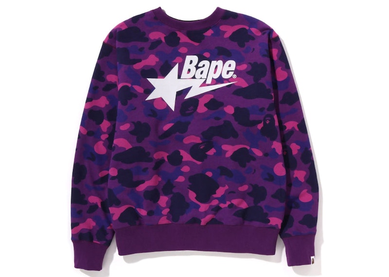 BAPE 4Way Relaxed Fit Crewneck Black Purple