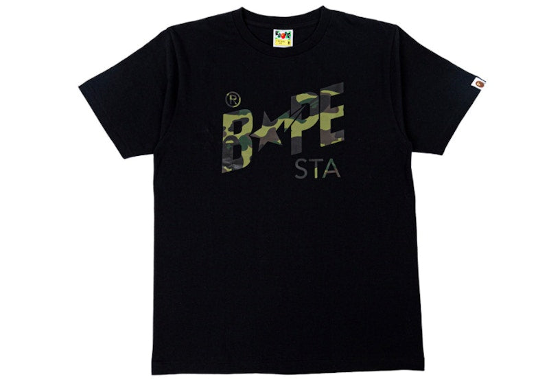 BAPE A Bathing Ape 1st Camo BAPE STA Logo Tee Black/Green