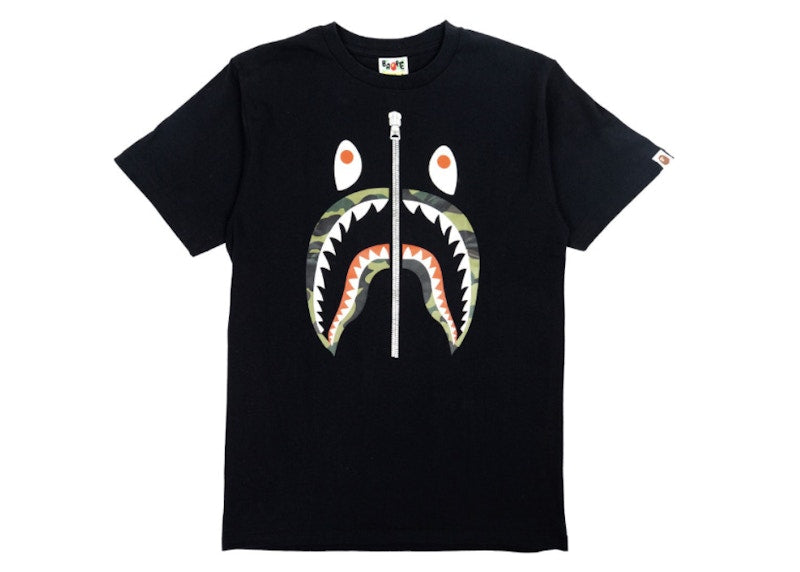 BAPE A Bathing Ape 1st Camo Shark Tee Black/Green