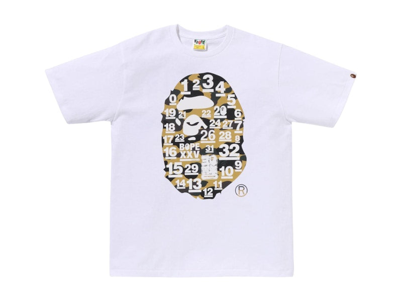BAPE A Bathing Ape 32nd Anniversary 1st Camo Big Ape Head Tee White/Yellow