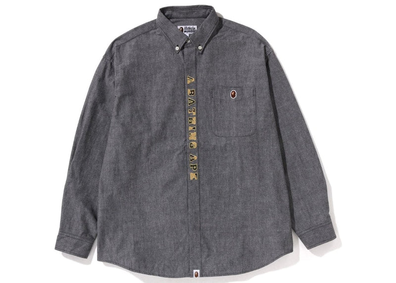 BAPE A Bathing Ape Applique BD Loose Fit Shirt Black