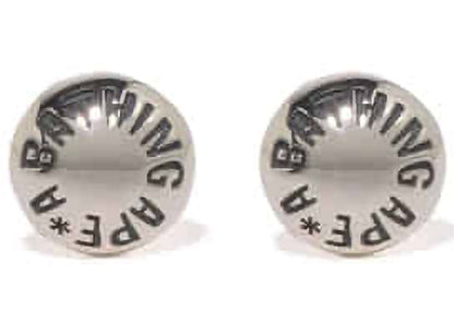 BAPE A Bathing Ape Button Earrings Silver