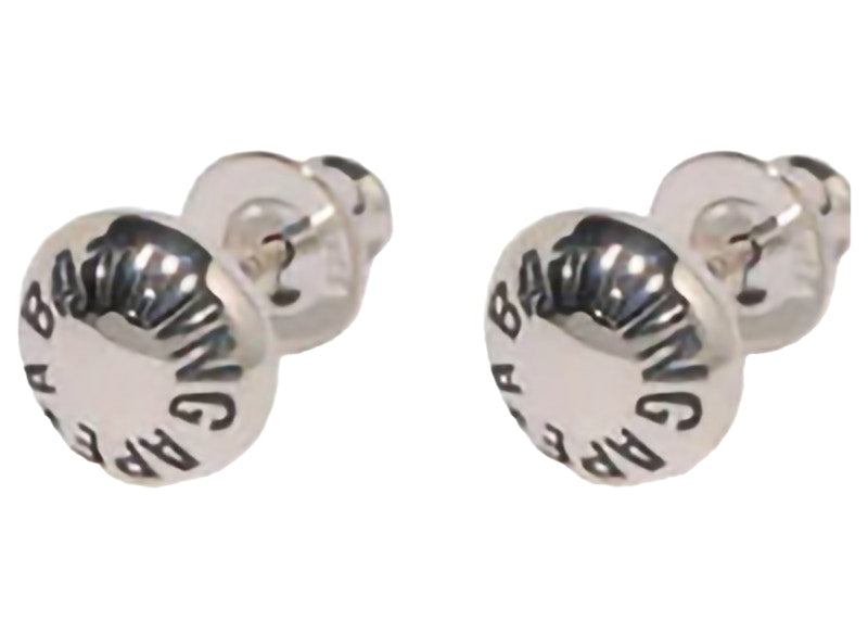 BAPE A Bathing Ape Button Earrings Silver