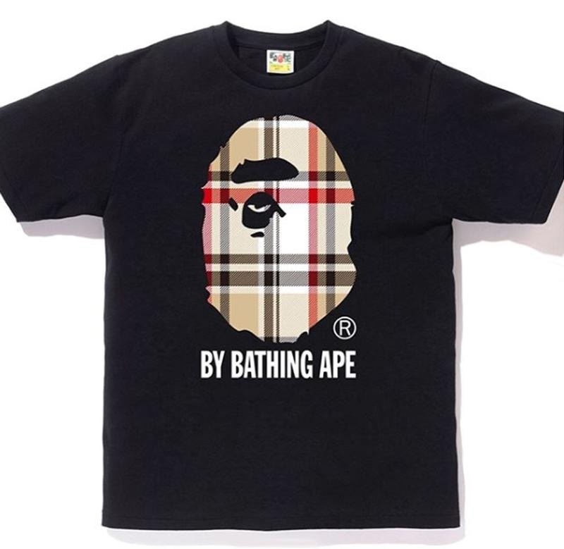 BAPE A Bathing Ape Check by Bathing Tee Black/Beige