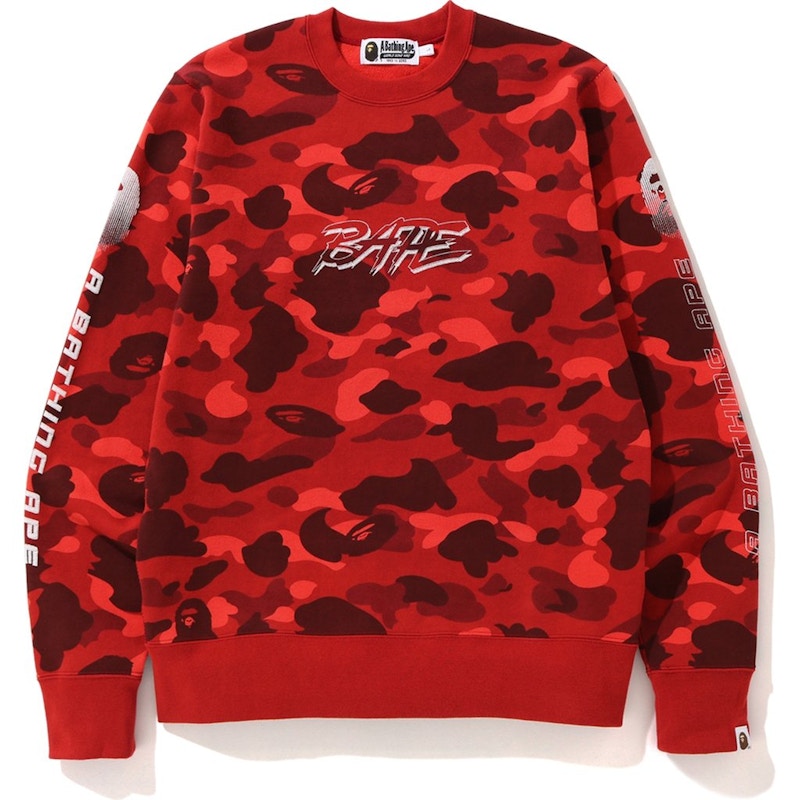 BAPE A Bathing Ape Color Camo Crewneck Red