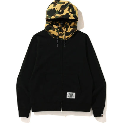 BAPE A Bathing Ape Embroidery Wide Zip Hoodie Black/Yellow