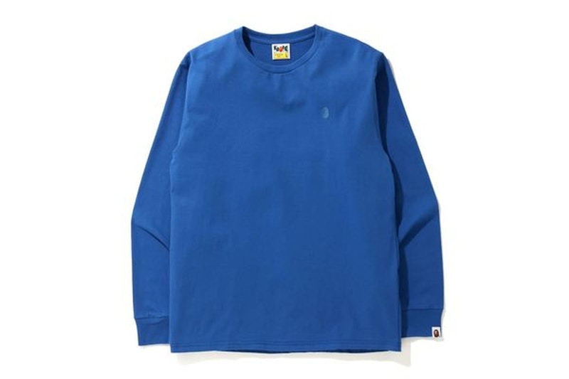 BAPE A Bathing Ape Head One Point L/S Tee Pure Blue