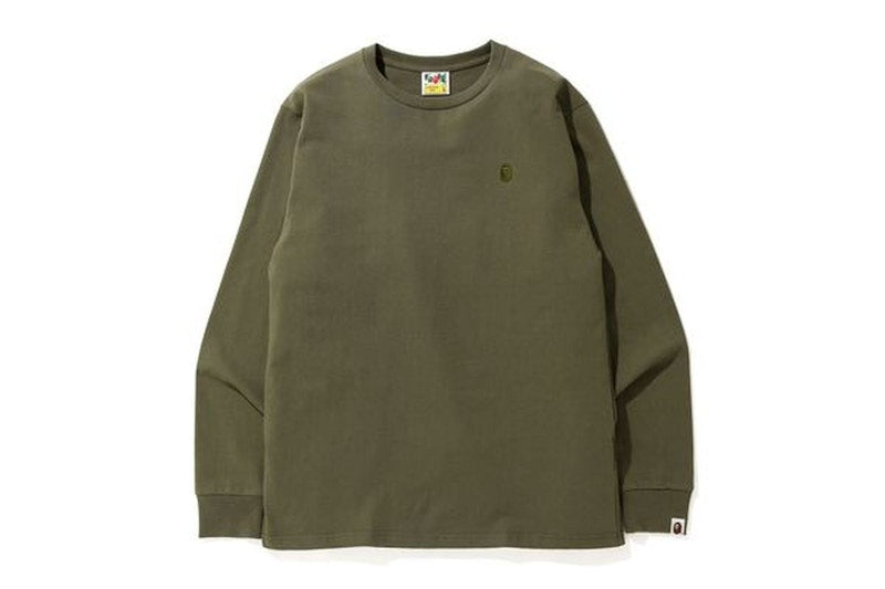 BAPE A Bathing Ape Head One Point L/S Tee Pure Olive
