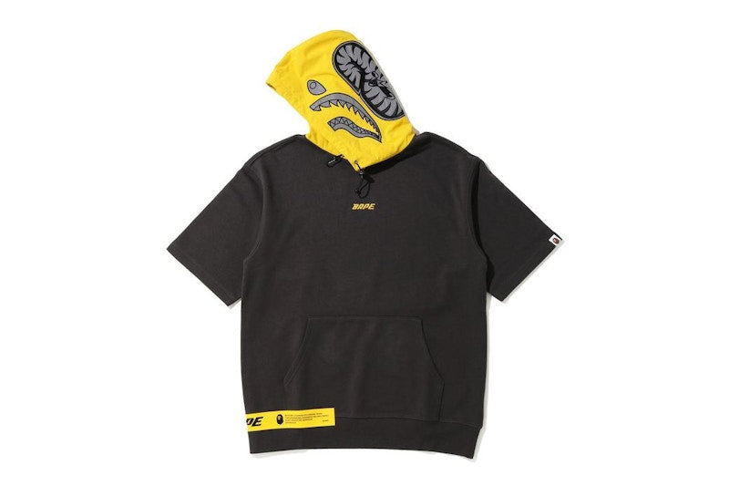 BAPE A Bathing Ape In Transit Shark Short Sleeve Pullover Hoodie Gray