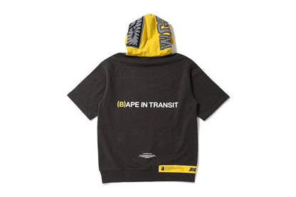 BAPE A Bathing Ape In Transit Shark Short Sleeve Pullover Hoodie Gray