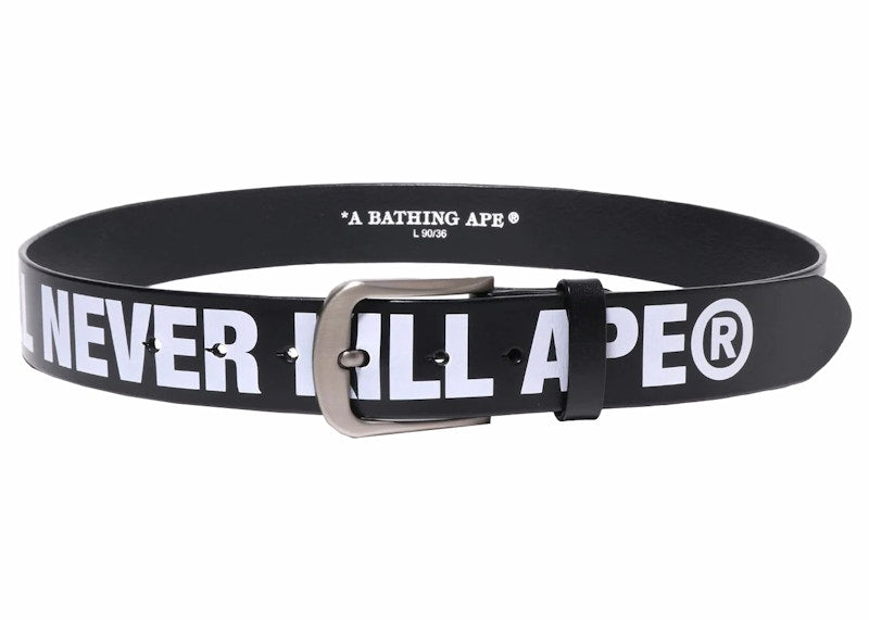 BAPE A Bathing Ape Leather Belt Black