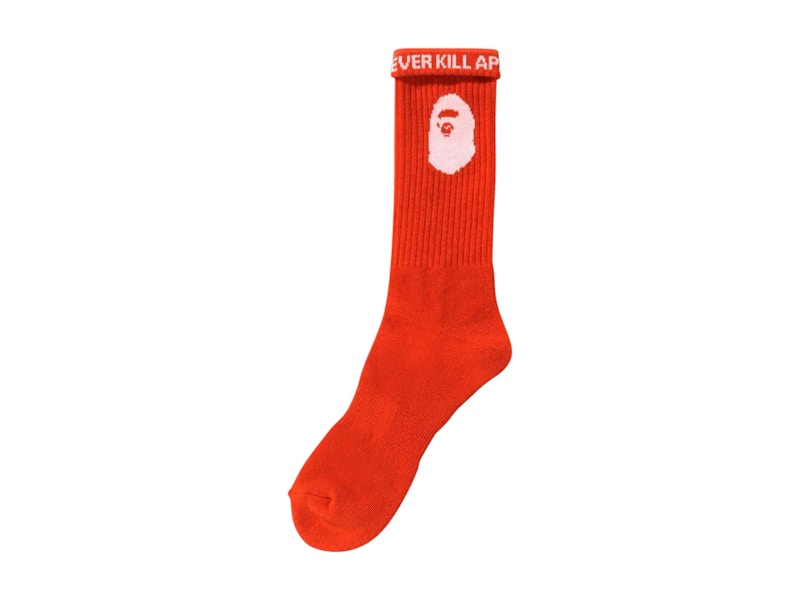 BAPE A Bathing Ape Logo Socks Orange