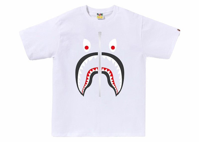 BAPE A Bathing Ape Mad Shark Tee White